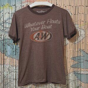 A&W Whatever Floats Your Boat Vintage Inspired T-Shirt, Heather Brown, Small